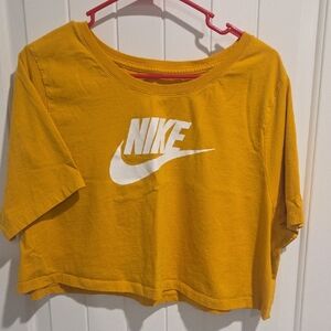 Nike Golden Yellow Crop Top with White Logo